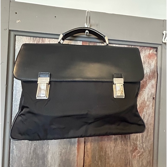 Prada Briefcase Black Leather & Nylon - Picture 1 of 13